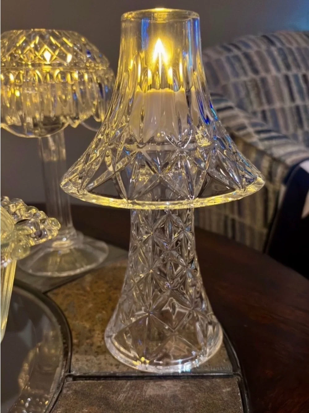 Clear Crystal Hurricane Votive - Clear Fairy Lamp -Only 6 left!
